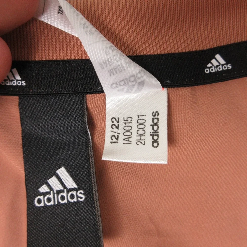 Adidas Jacket Mens 2XL Orange Short Sleeve 1/4 Zip Pullover Windbreaker Warmup